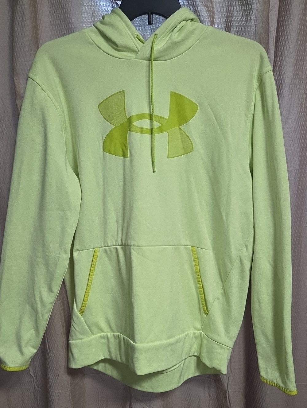 Men's Under Armour Neon Lime Green Pullover Hoodie with UA Logo,Sz XL